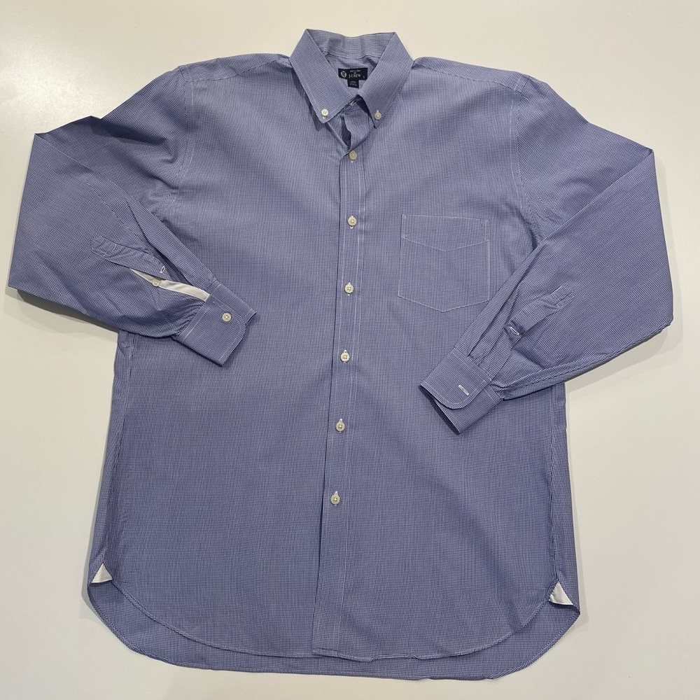 J.CREW Men's Dress Shirt Size Large, 120s 2-Ply, 100% Cotton - Light Blue